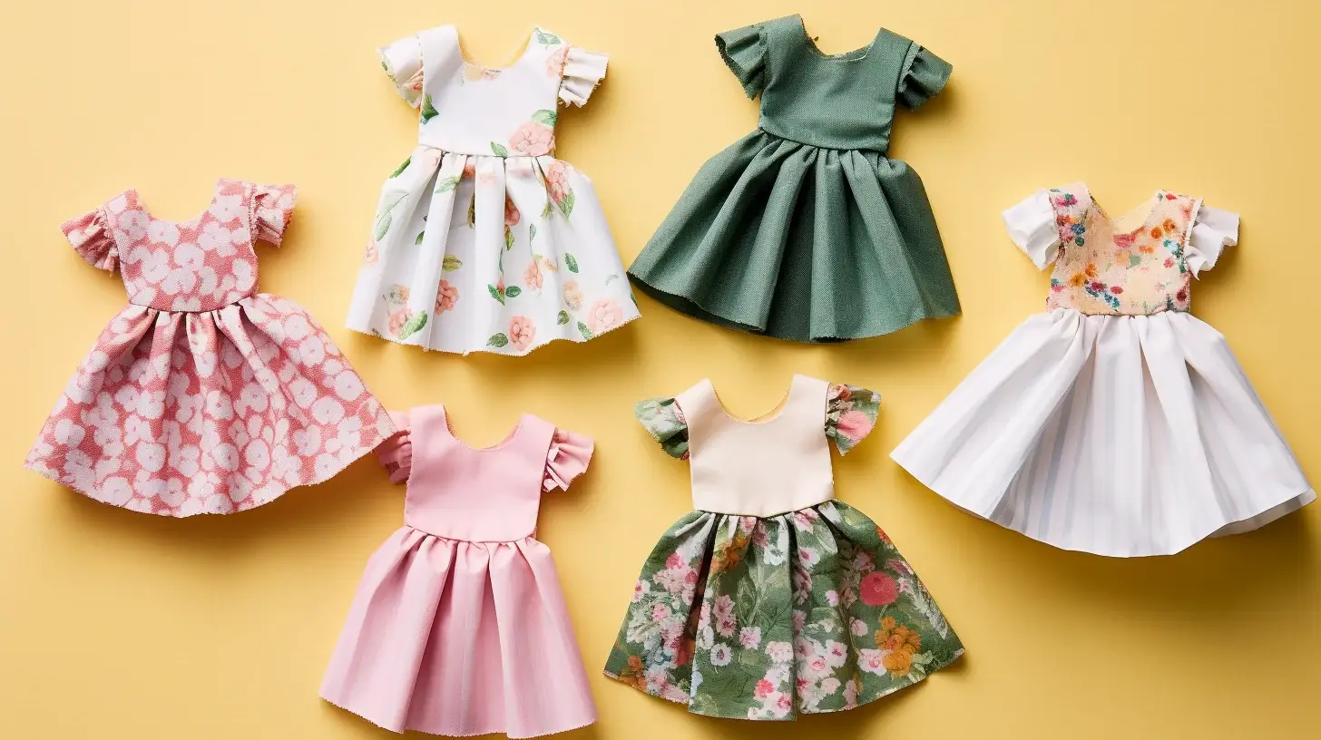 Easy DIY doll dresses with flowers made from fabric scraps.