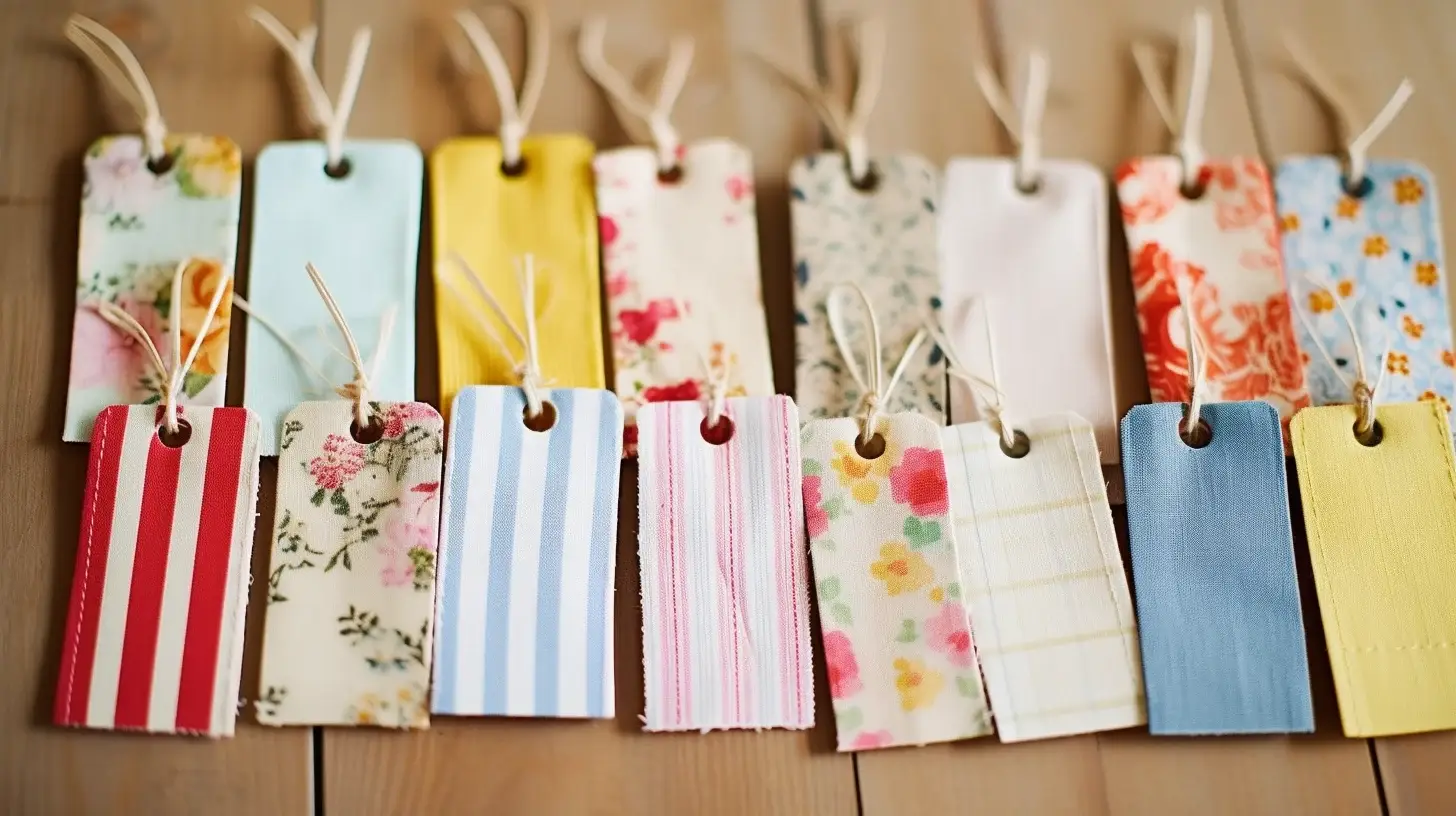 A bunch of colorful paper tags on a wooden table, perfect for Easy DIY projects.