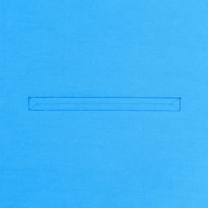 A drawing of the lining opening on a blue background.