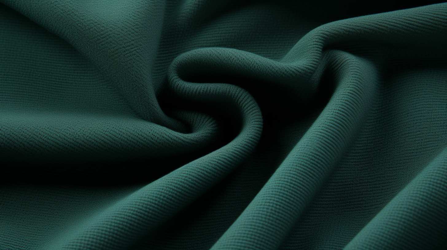 A close up image of a dark green Ponte de Roma fabric.
