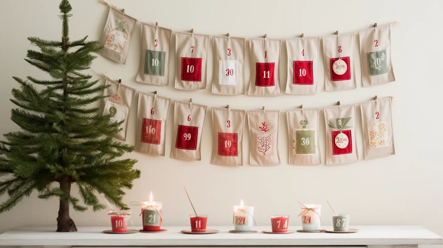 An easy DIY christmas advent calendar hanging on a wall.