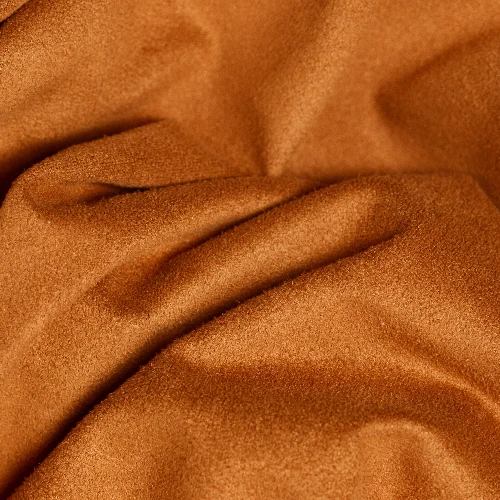 A close up image of a brown satin fabric suitable for a skirt