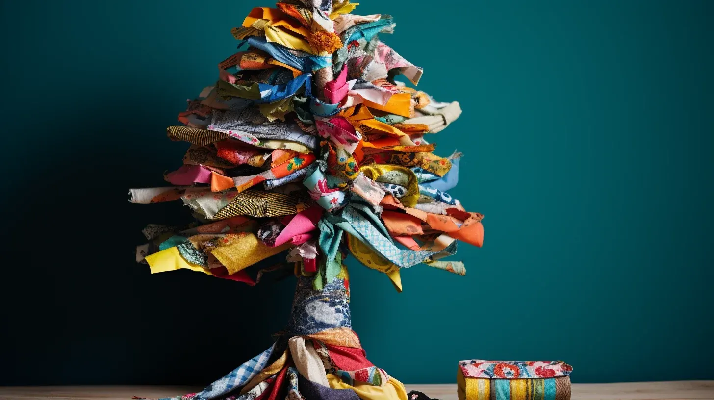 An Easy DIY Christmas Tree made out of colorful fabric scrap.