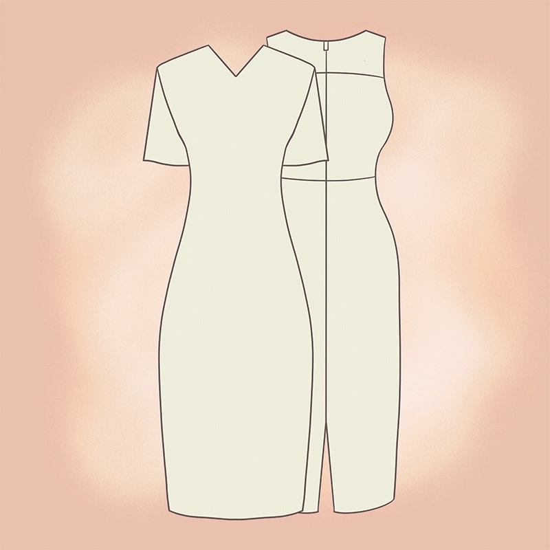 A drawing of two simple dress patterns to help you sew a simple dress.