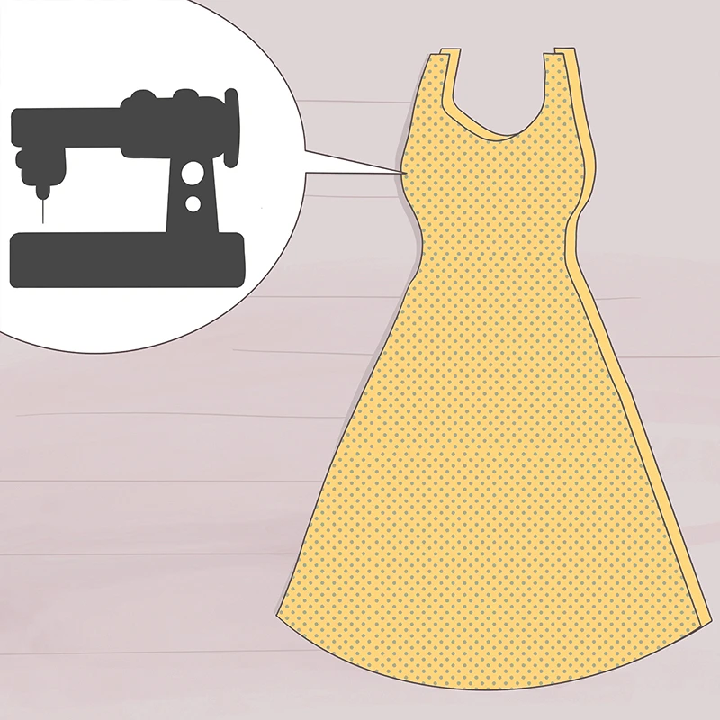 Use a sewing machine to sew the side seams of the dress.