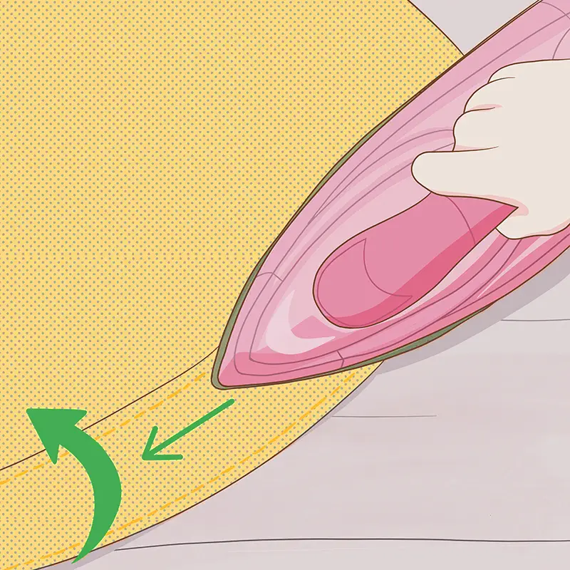 Use an iron to hem the dress for a neat and professional look.