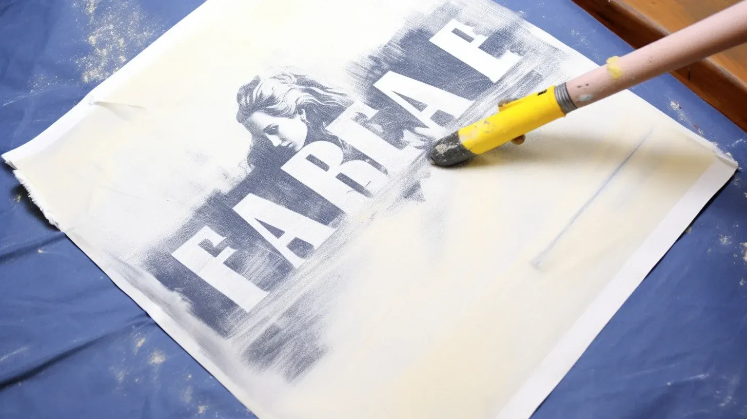 A person is using a yellow paint brush on a piece of paper.