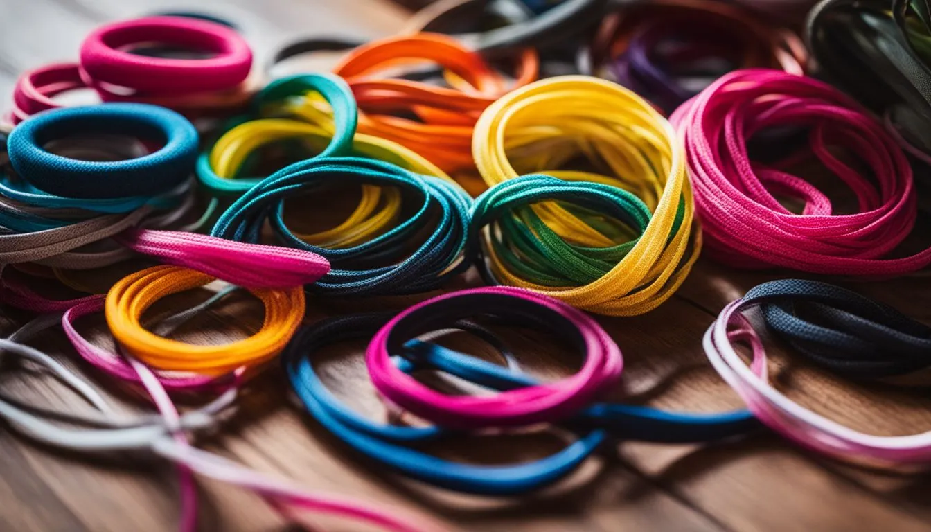 A pile of colorful hair elastics perfect for those looking to make pants waist bigger without sewing