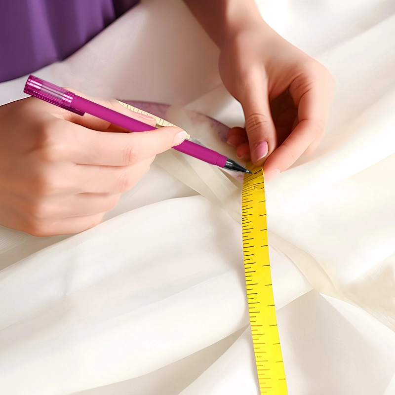 Step 1 to hem curtains without sewing: determine your hem length and mark.